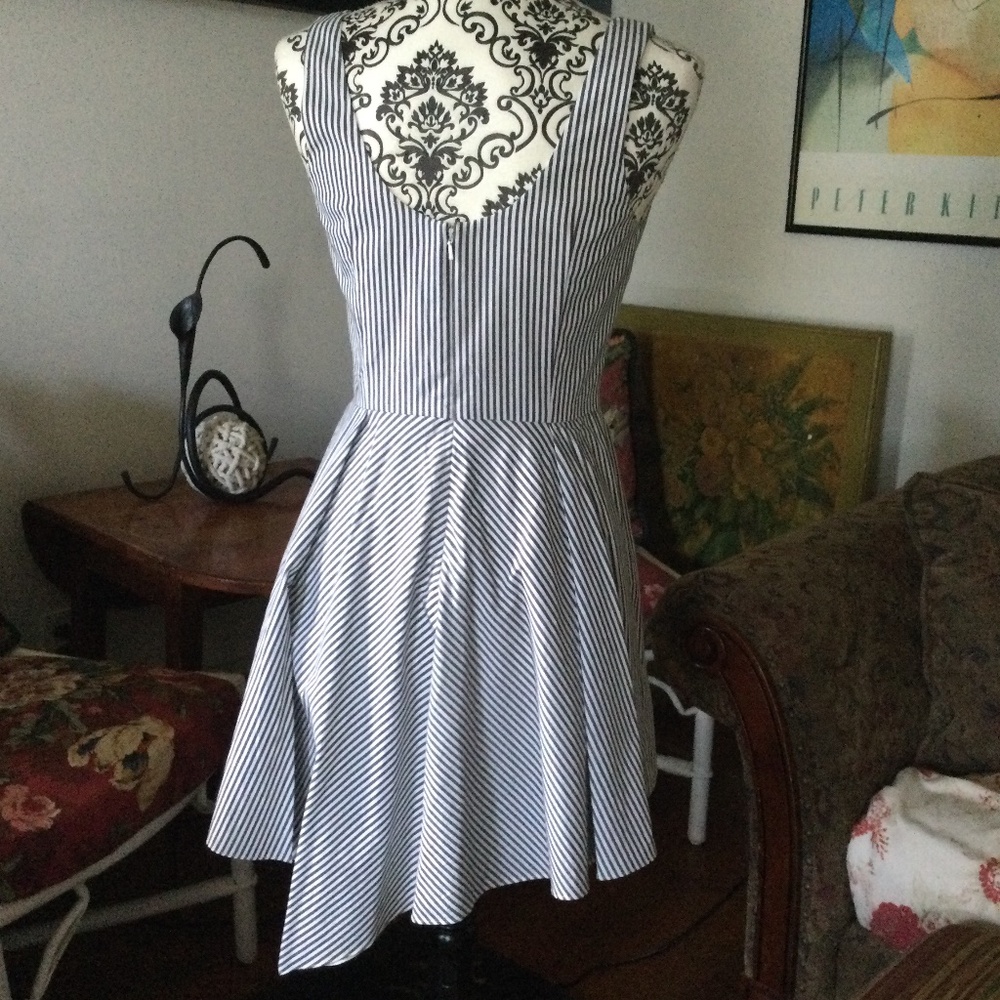 JAYGODFREY summer blue & white stripe dress 2 - Picture 4 of 11